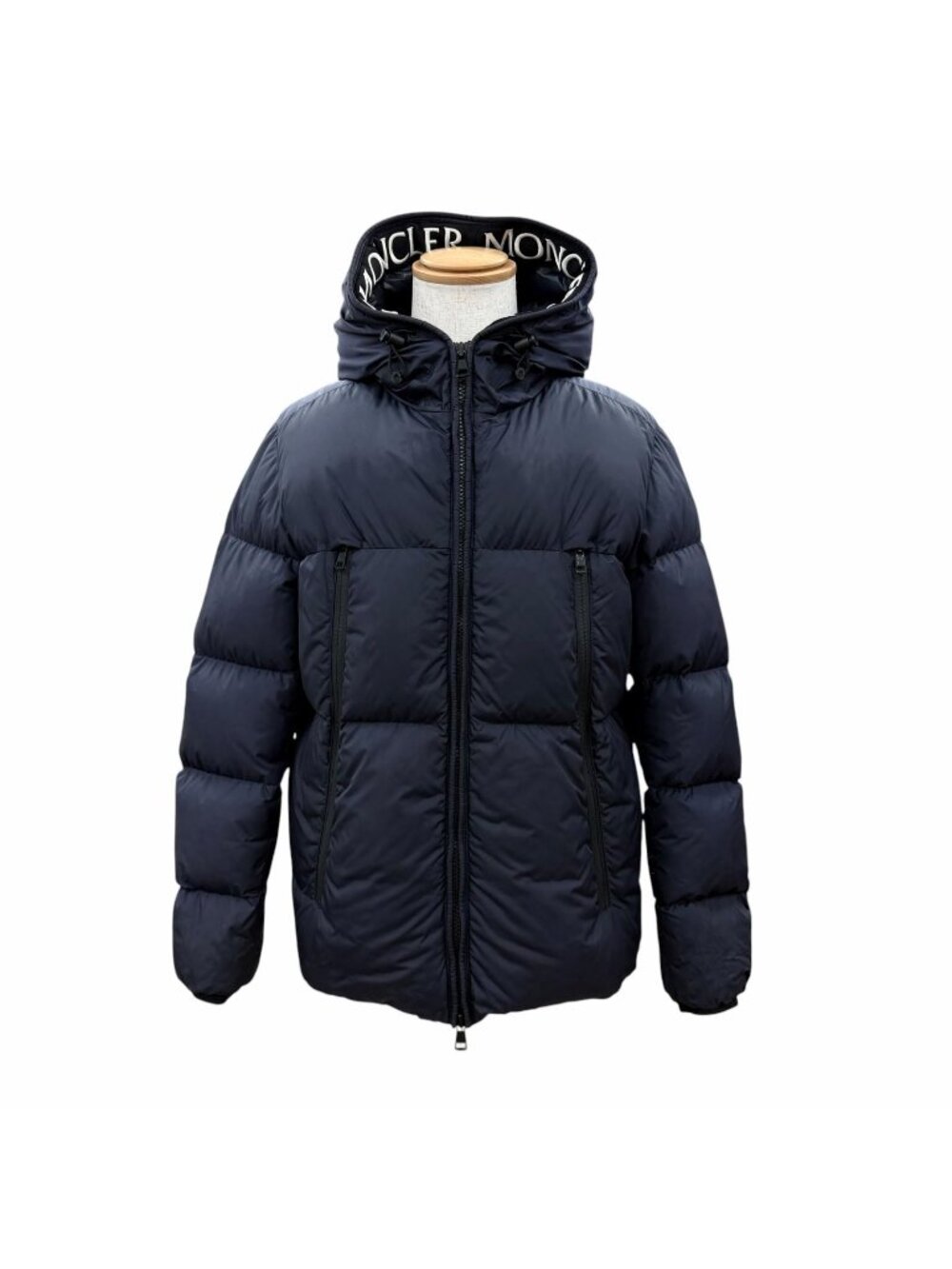 Moncler Montcla Logo Embroidery Patch Hooded Zip UP Down Coat Navy
